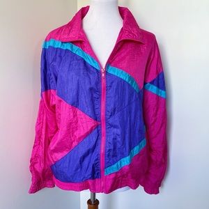 Vintage Zip Up Color Block Windbreaker Size M